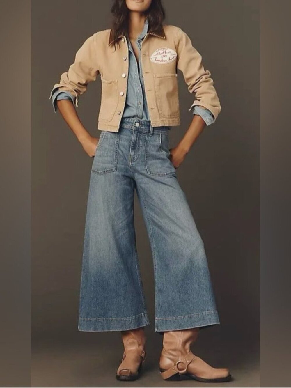 NWT Size 29 - Pilcro Sienna Crop High-Rise Wide-Leg Jeans 99% Cotton (US$148)
